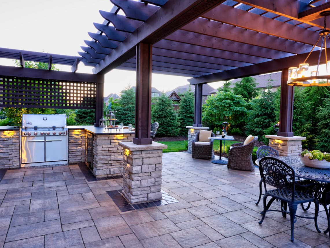 The outdoor kitchen is one of the most popular ways to use an outdoor living space for entertainment and relaxation.